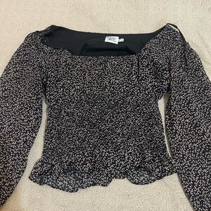 Floral Black and White Women's Top